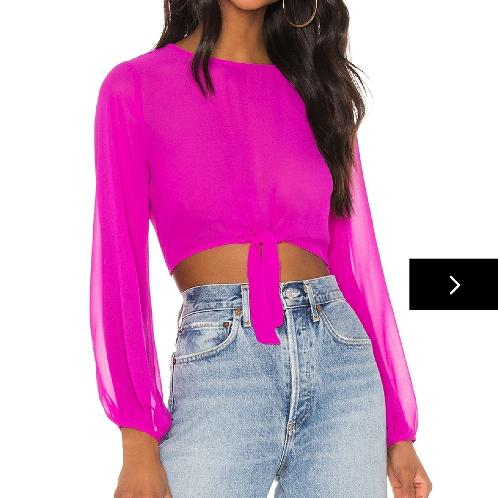 SUPERDOWN REVOLVE - JEMMA TIE FRONT SHIRT IN FUCHSIA - NWT